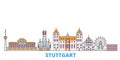 Germany, Stuttgart line cityscape, flat vector. Travel city landmark, oultine illustration, line world icons