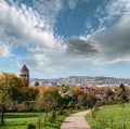 Germany, Stuttgart panorama view. Beautiful houses in autumn, Sky and nature landscape. Vineyards in Stuttgart - Royalty Free Stock Photo