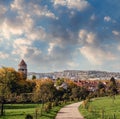 Germany, Stuttgart panorama view. Beautiful houses in autumn, Sky and nature landscape. Vineyards in Stuttgart - Royalty Free Stock Photo