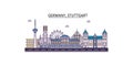 Germany, Stuttgart tourism landmarks, vector city travel illustration Royalty Free Stock Photo
