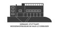 Germany, Stuttgart, Weissenhofmuseum Im Haus Le Corbusier travel landmark vector illustration