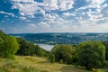 Germany summer country landscape with meadow, forest and a river, background Royalty Free Stock Photo