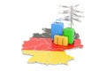 Germany travel concept. German flag on map with suitcases and si Royalty Free Stock Photo