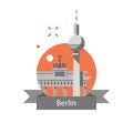 Berlin symbol, Brandenburg gate and tower, Germany travel destination, famous landmark, tourism concept Royalty Free Stock Photo