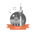 Berlin symbol, Brandenburg gate and tower, Germany travel destination, famous landmark, tourism concept Royalty Free Stock Photo