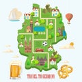 Germany Travel Poster. Trip Architecture Concept. Touristic Background With Landmarks, Castles, Monuments.