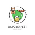 Germany Travel and Tourism Thin Line Icon Octoberfest Concept. Vector