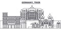 Germany, Trier line skyline vector illustration. Germany, Trier linear cityscape with famous landmarks, city sights