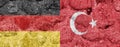 Germany and Turky Flag on a stone walBelgium
