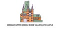 Germany,Upper Middle Rhine Valley,Katz Castle, travel landmark vector illustration