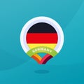 Germany vector flag map location pin. European football 2020 tournament final stage. Official championship colors and style Royalty Free Stock Photo