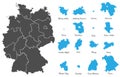 Germany map with federal states vector set