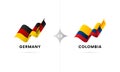 Germany versus Colombia. Football. Vector illustration.