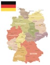 Germany - vintage map and flag - illustration Royalty Free Stock Photo