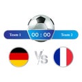Germany VS France Scoreboard Broadcast Graphic and Lower Thirds Template for sports like soccer and football. Vector illustration Royalty Free Stock Photo