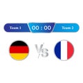 Germany VS France scoreboard Broadcast lower thirds template for sports like soccer and football. Vector illustration scoreboard Royalty Free Stock Photo