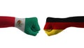 Germany VS Mexico hand flag Man hands patterned football world cup Royalty Free Stock Photo