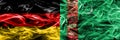 Germany vs Turkmenistan smoke flags placed side by side. German