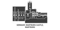 Germany, Wartburg Castle, Wartburg travel landmark vector illustration Royalty Free Stock Photo