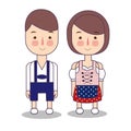 Germany Western European country couple traditional national clothes of Indonesia. Set of cartoon characters in Royalty Free Stock Photo