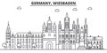 Germany, Wiesbaden architecture line skyline illustration. Linear vector cityscape with famous landmarks, city sights