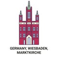 Germany, Wiesbaden, Marktkirche travel landmark vector illustration