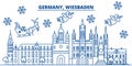 Germany, Wiesbaden winter city skyline. Merry Christmas, Happy New