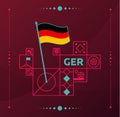 Germany world football tournament 2022 vector wavy flag pinned to a soccer field with design elements. World football 2022