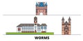 Germany, Worms flat landmarks vector illustration. Germany, Worms line city with famous travel sights, skyline, design.