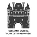 Germany, Worms, Pont Des Nibelungen travel landmark vector illustration