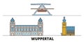 Germany, Wuppertal flat landmarks vector illustration. Germany, Wuppertal line city with famous travel sights, skyline Royalty Free Stock Photo