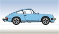 Porsche 911 Carrera, vintage car, coloured illustration