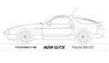 Germany, year 1992, Porsche 928 GTS model vintage classic car, vector illustration outlined on the white background