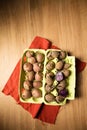 Germination of potatoes in a box, top view
