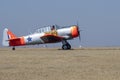 GERMISTON, SOUTH AFRICA-AUGUST 21 2016: A Harvard in SAAF training colours taxis out at the Rand Airshow at Rand Airport.