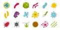 Germs icon set, flat style Royalty Free Stock Photo