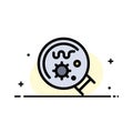 Germs, Laboratory, Magnifier, Science  Business Flat Line Filled Icon Vector Banner Template Royalty Free Stock Photo