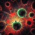 Germs microorganism cells under microscope. Viruses, bacteria and microbes 4 Royalty Free Stock Photo