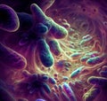 Germs microorganism cells under microscope. Viruses, bacteria and microbes Royalty Free Stock Photo