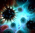 Germs microorganism cells under microscope. Viruses, bacteria and microbes 8 Royalty Free Stock Photo