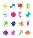 Germs set. Flu virus toxin cells microbes amoeba epidemiology bacteria disease germ flu cell microbiology isolated Royalty Free Stock Photo