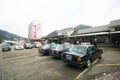 Taxi cars infront of Gero onsen train station Royalty Free Stock Photo