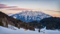 Geroldsee in Southern Bavaria , Germany, during Sunset in Winter 2021 Royalty Free Stock Photo