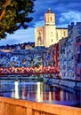 Gerona, Spain, Cathedral and Old-Town by night 2 Royalty Free Stock Photo