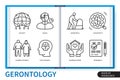 Gerontology infographics linear icons collection Royalty Free Stock Photo