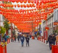 Gerrard Street with red lanterns, Chinatown, London Royalty Free Stock Photo