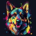 Gerrman Shepherd Dog Clip Art or T-Shirt Design Royalty Free Stock Photo