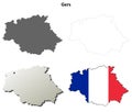 Gers, Midi-Pyrenees outline map set Royalty Free Stock Photo