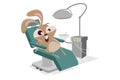 Funny cartoon rabbit at the dentist