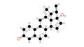 gestrinone molecule, structural chemical formula, ball-and-stick model, isolated image contraceptive drug